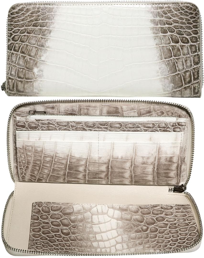 W52 超高級 無双 ヒマラヤクロコダイル 長財布 メンズ レディース 白