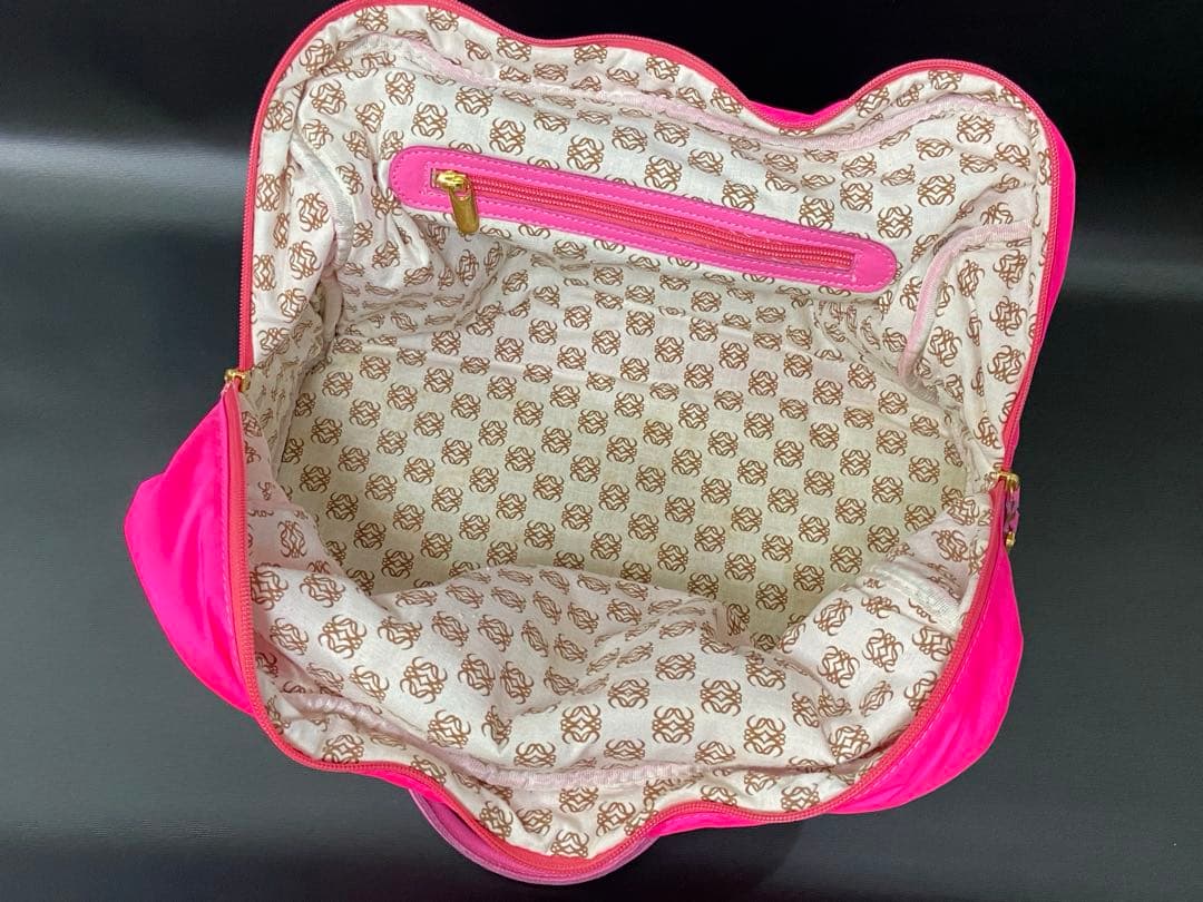 ロエベ ミニボストン アナグラム アマソナ32ナイロンレザー ピンク 旅行バッグ