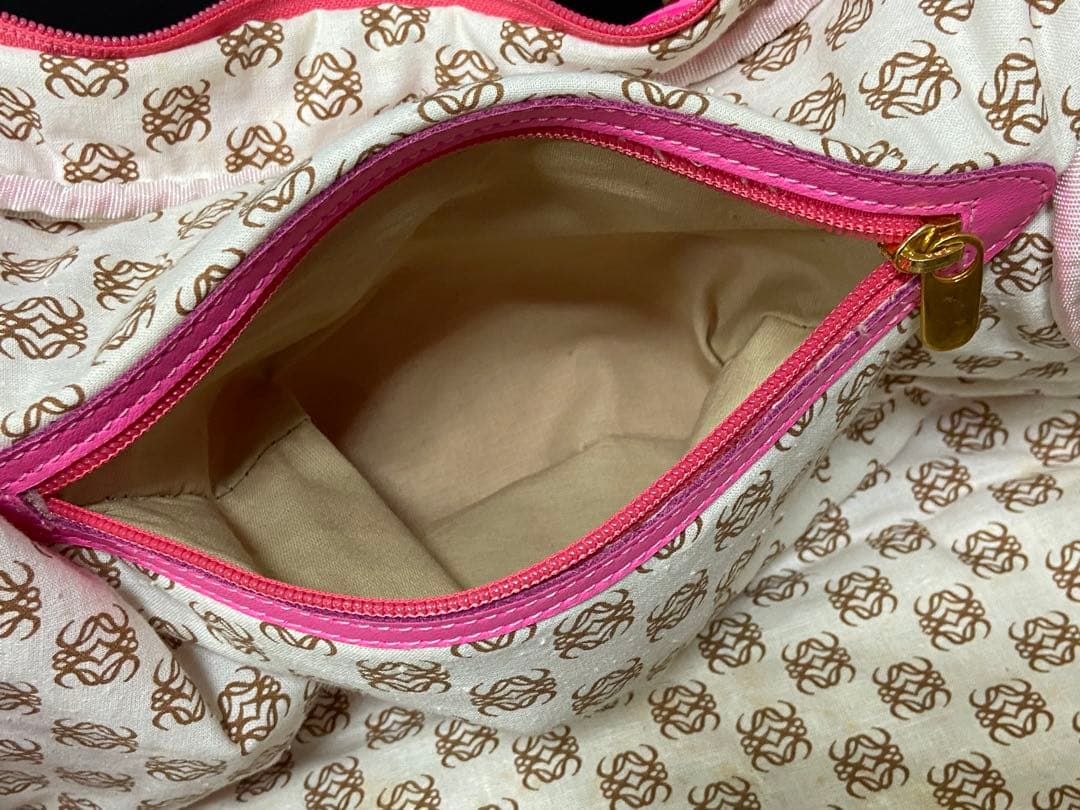 ロエベ ミニボストン アナグラム アマソナ32ナイロンレザー ピンク 旅行バッグ