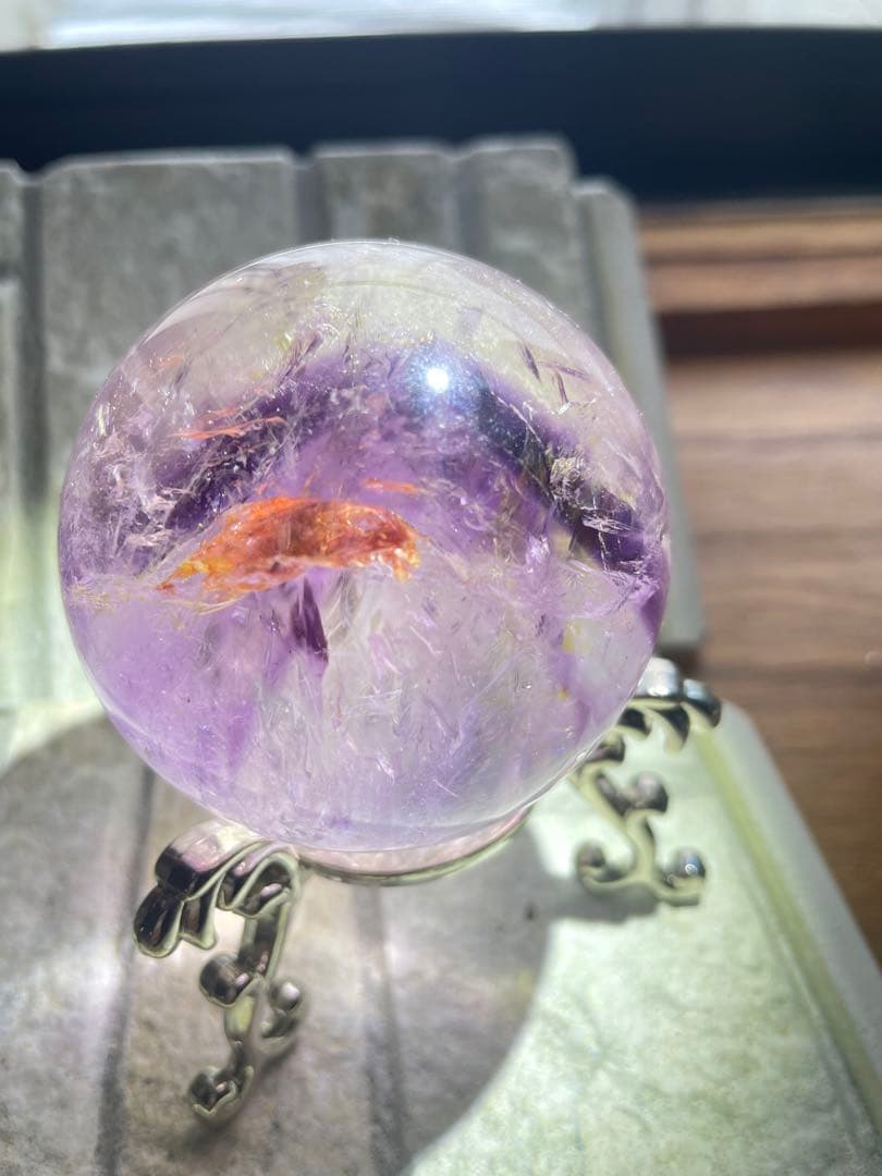 天然石　アメジストスフィア　ファントム　内包物入り