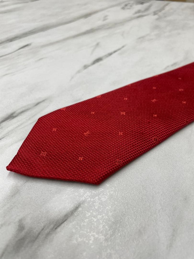 【極美品】LOUIS VUITTON ネクタイ モノグラム レッド ジャガード