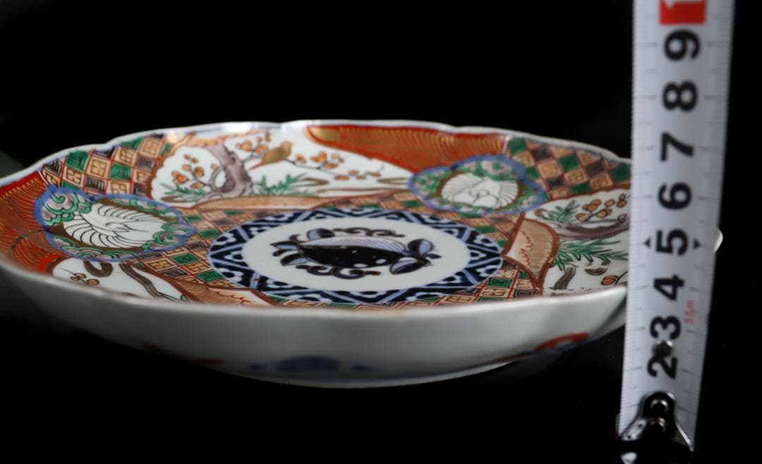 古伊万里 色絵 梅鶯鶴 八寸皿 五枚 ②懐石道具料亭