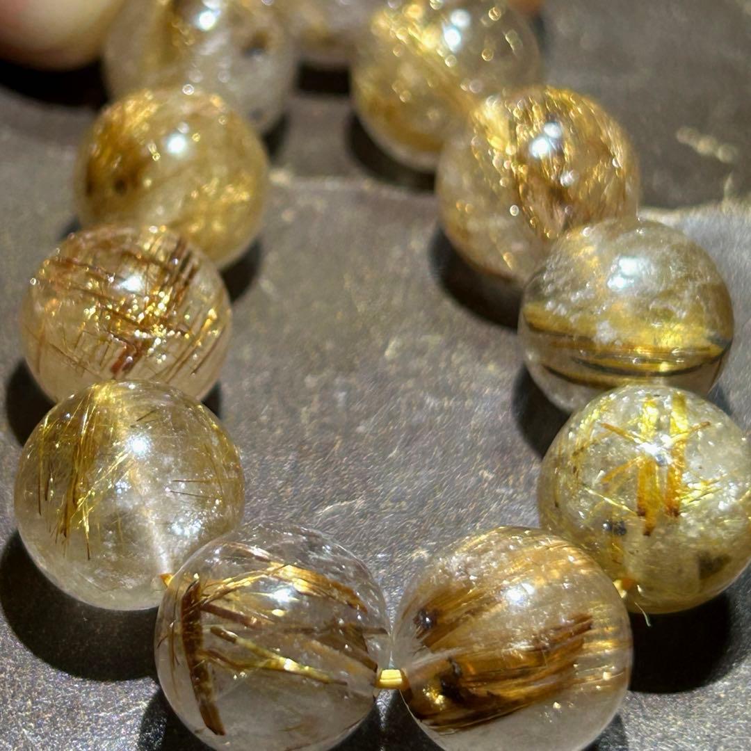 ⭐️高級品！タイガー タイチン　ルチル ブレス　極美！福寿開運宝珠③