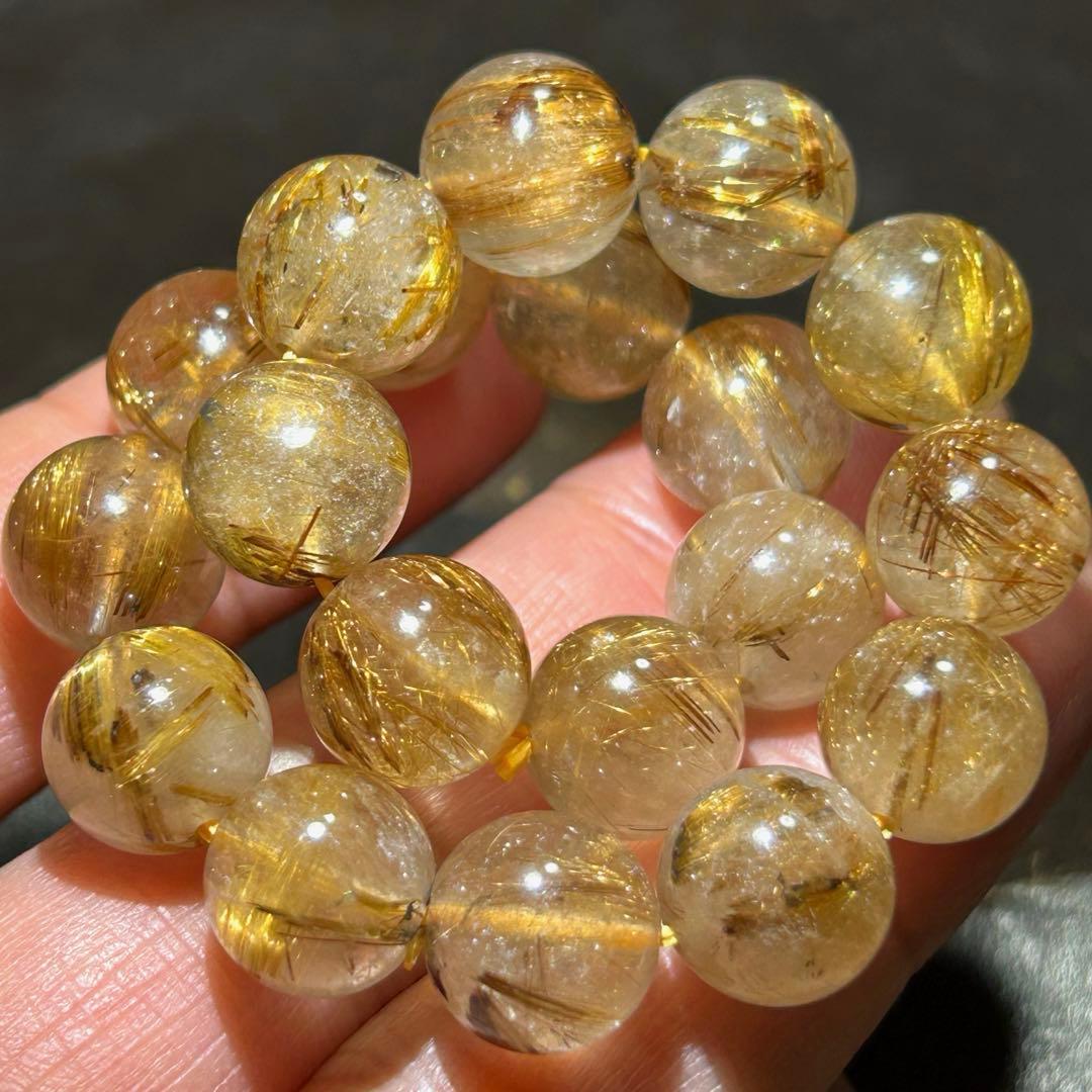 ⭐️高級品！タイガー タイチン　ルチル ブレス　極美！福寿開運宝珠③