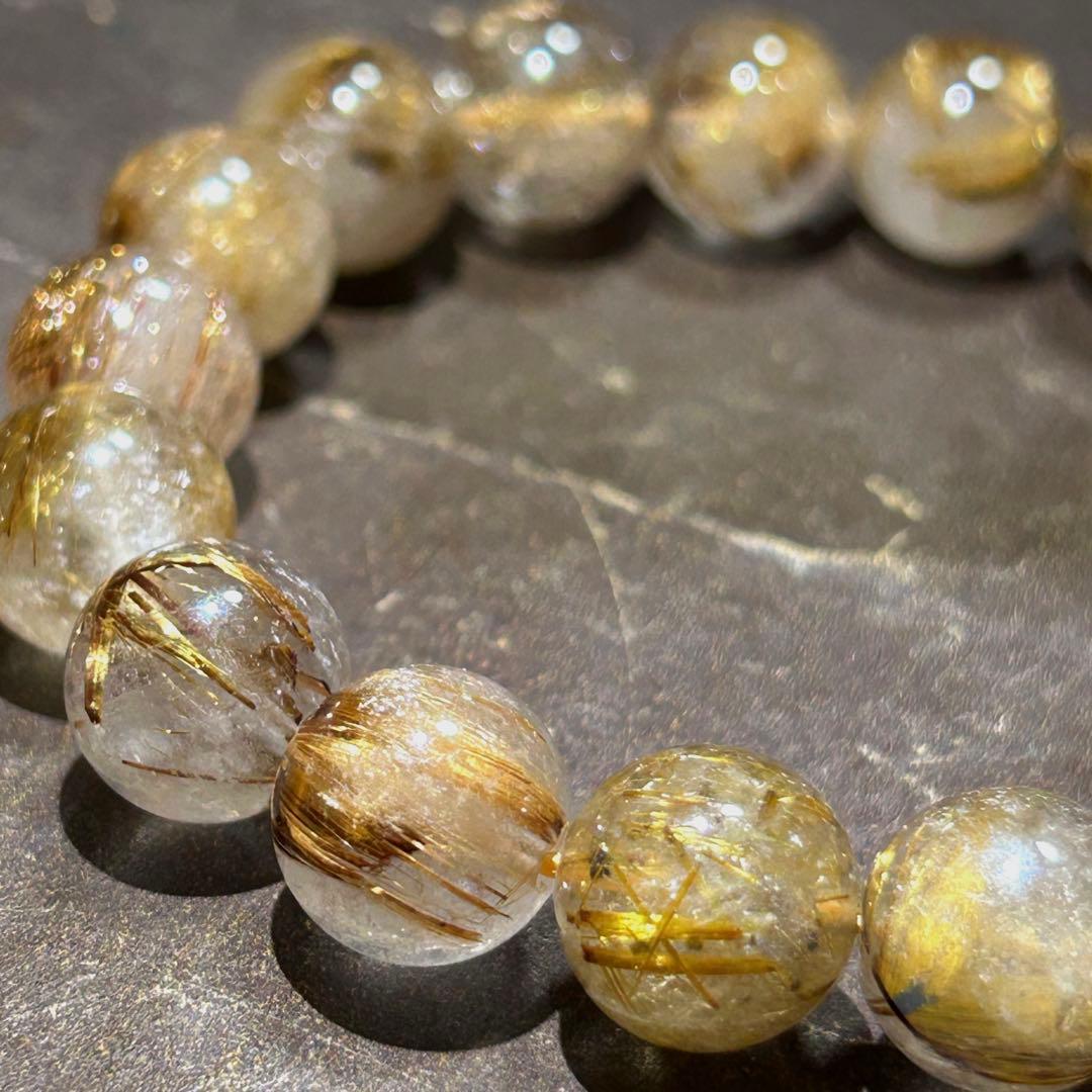 ⭐️高級品！タイガー タイチン　ルチル ブレス　極美！福寿開運宝珠③