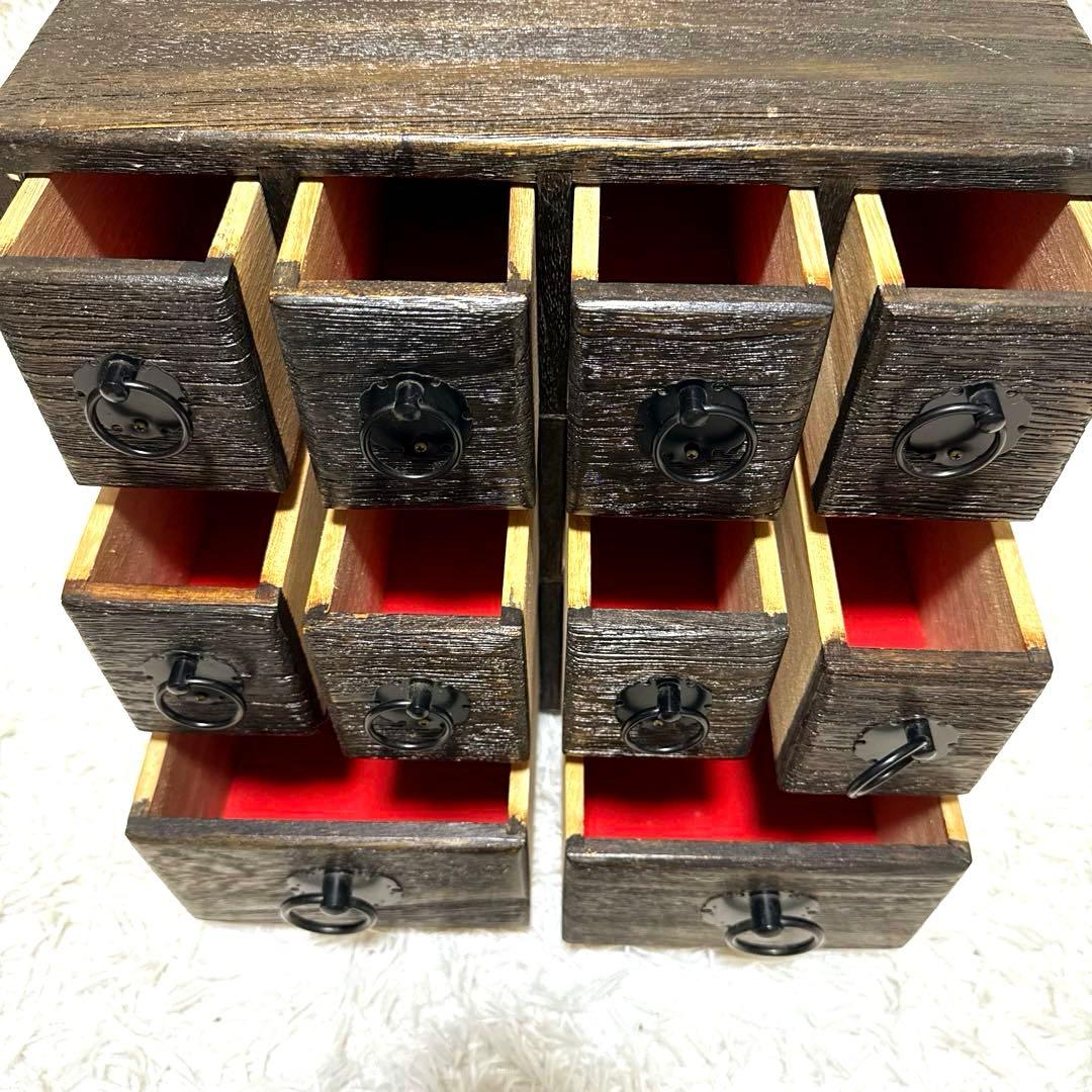 薬箪笥 薬草棚 小物入れ 収納ボックス 古道具 引き出し棚　昭和レトロ