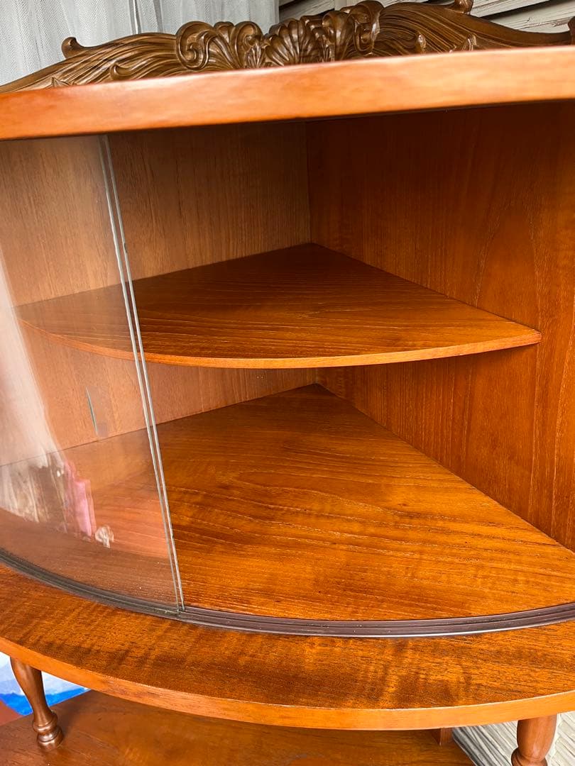 昭和レトロ ミッドセンチュリー 木製コーナーラック 飾り棚 サイドボード