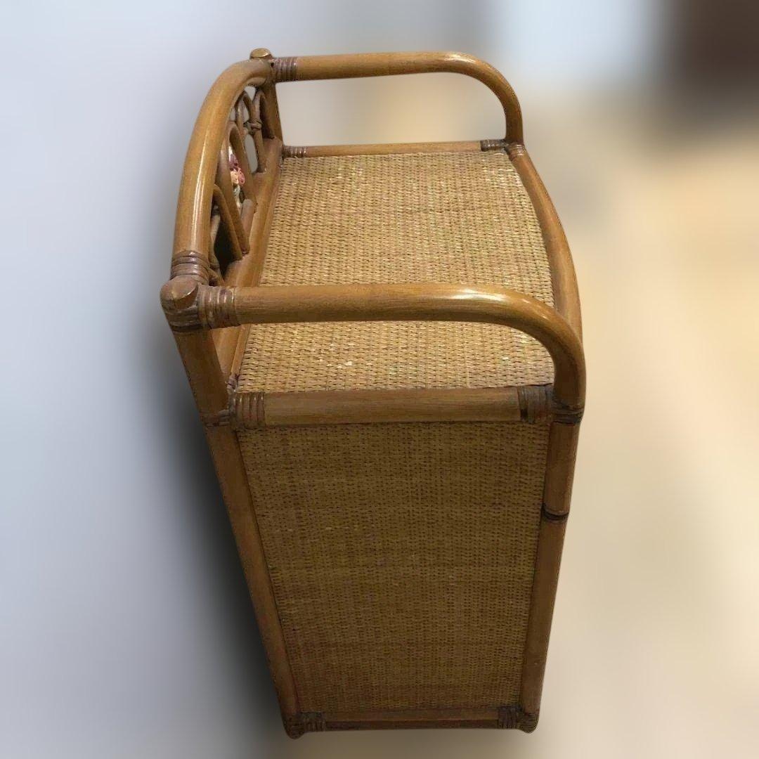 送料無料 ラタン 籐製 チェスト 5段 収納棚 タンス レトロ　250804-2