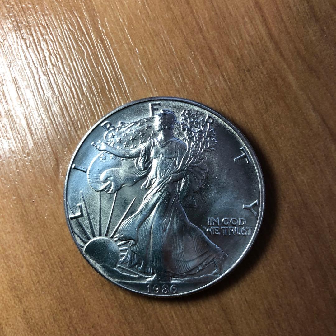 福*助様 純銀 銀貨 1ドル 1オンス ウォーキングリバティ 1986年