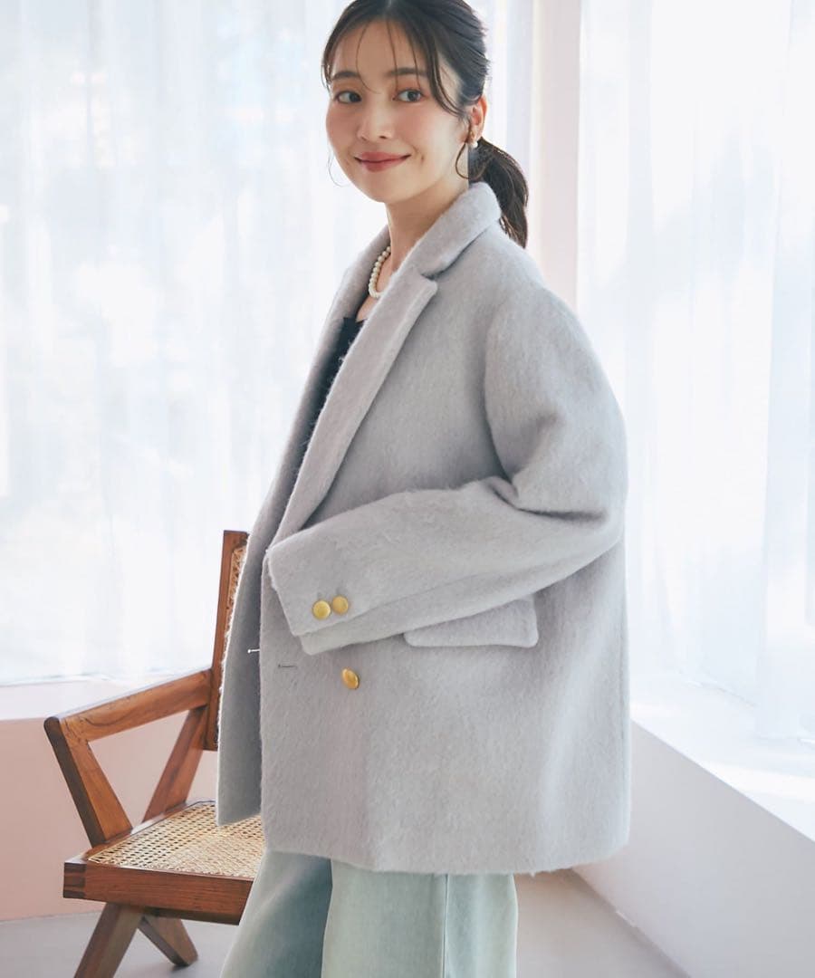 新品　La boutique BonBon ヘアリーシャギージャケット　グレー