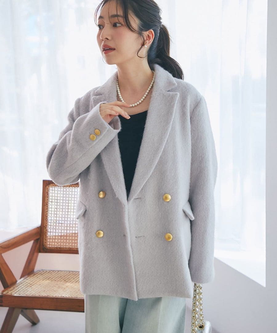 新品　La boutique BonBon ヘアリーシャギージャケット　グレー