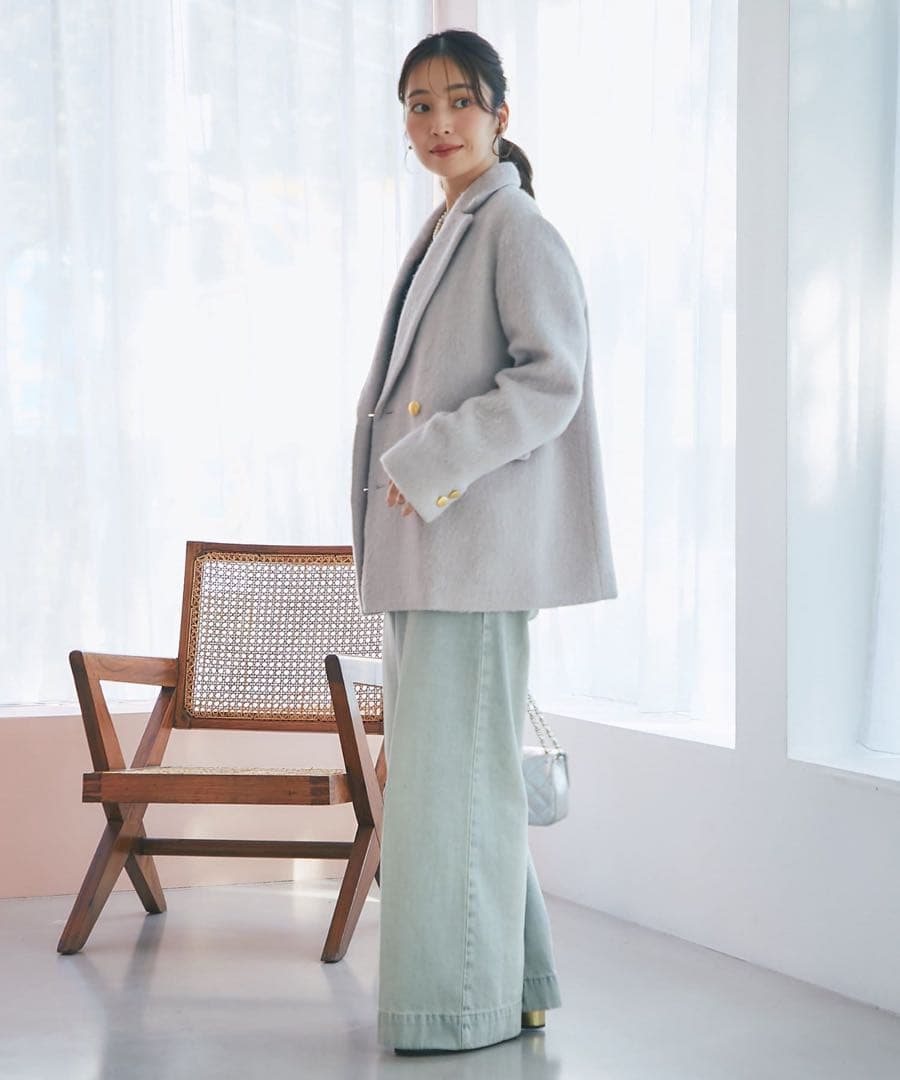 新品　La boutique BonBon ヘアリーシャギージャケット　グレー