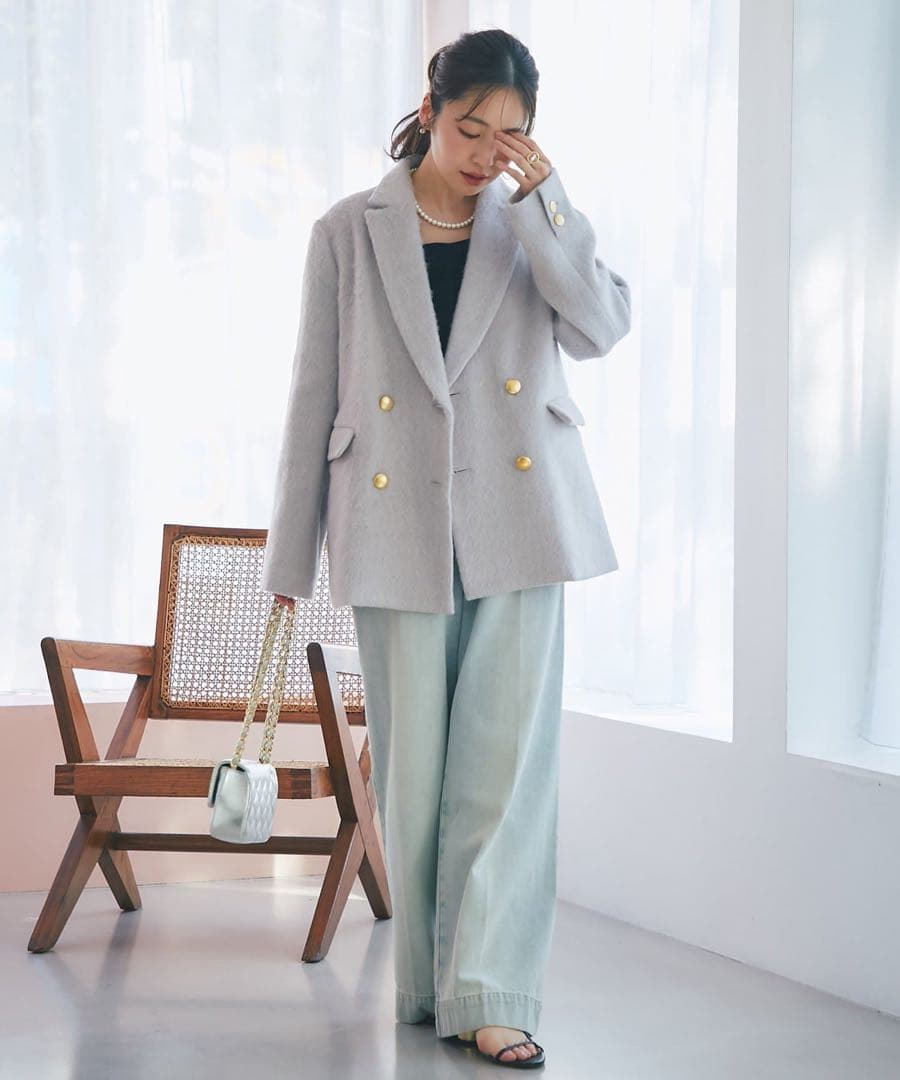 新品　La boutique BonBon ヘアリーシャギージャケット　グレー