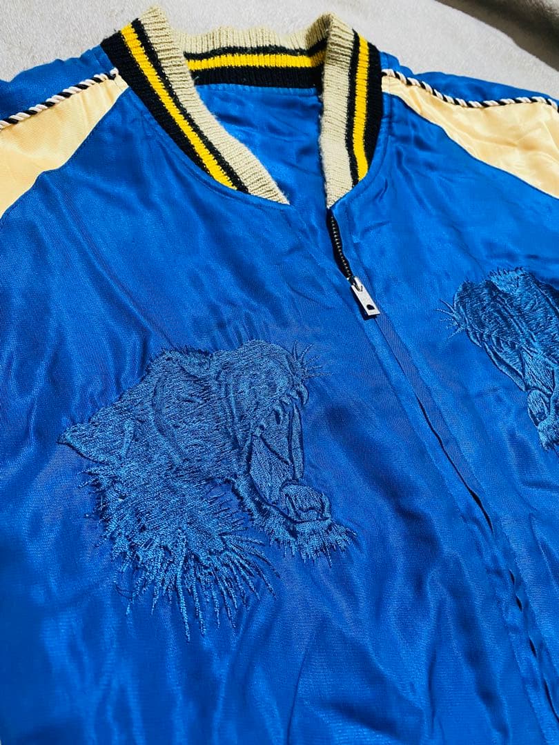 BEAMS 虎 東洋テーラー 2面用 スカジャン unisex レーヨン ブルー