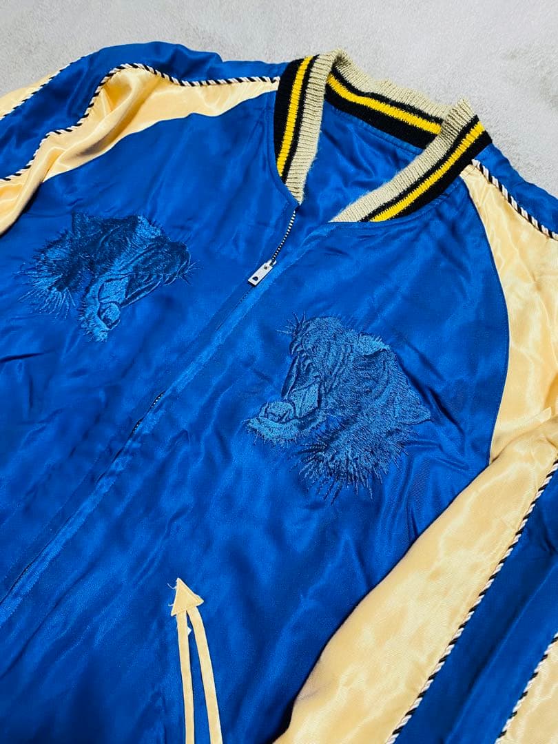 BEAMS 虎 東洋テーラー 2面用 スカジャン unisex レーヨン ブルー