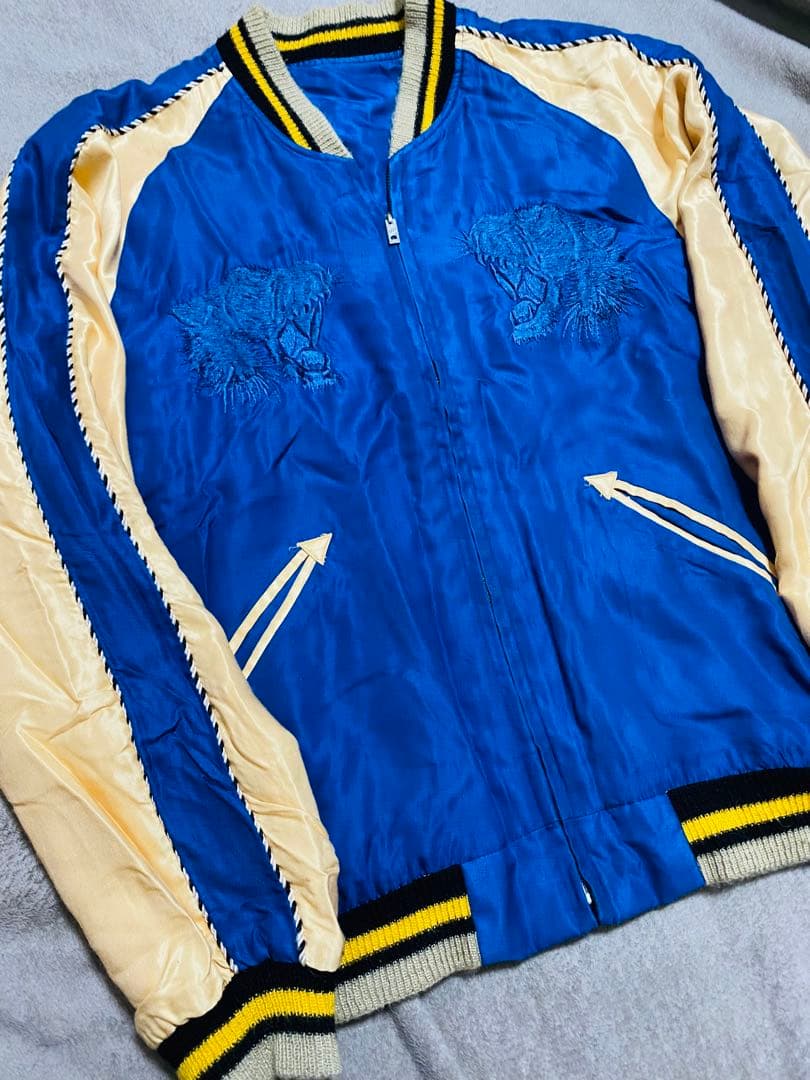 BEAMS 虎 東洋テーラー 2面用 スカジャン unisex レーヨン ブルー