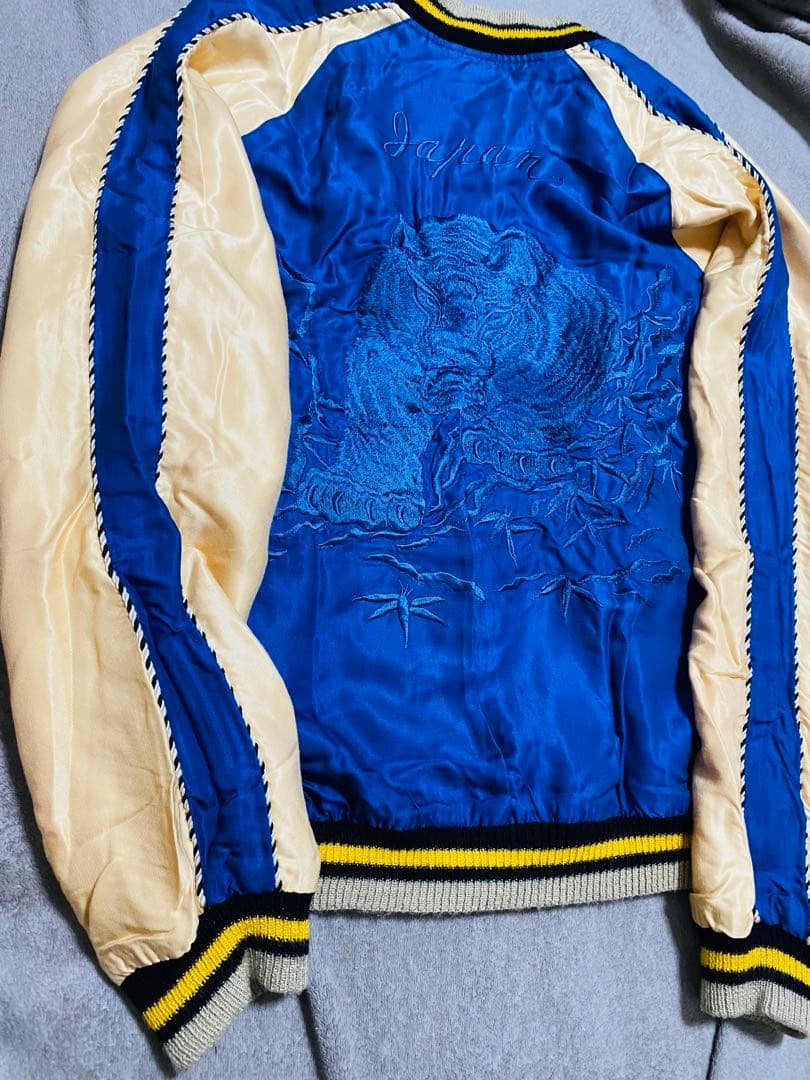 BEAMS 虎 東洋テーラー 2面用 スカジャン unisex レーヨン ブルー