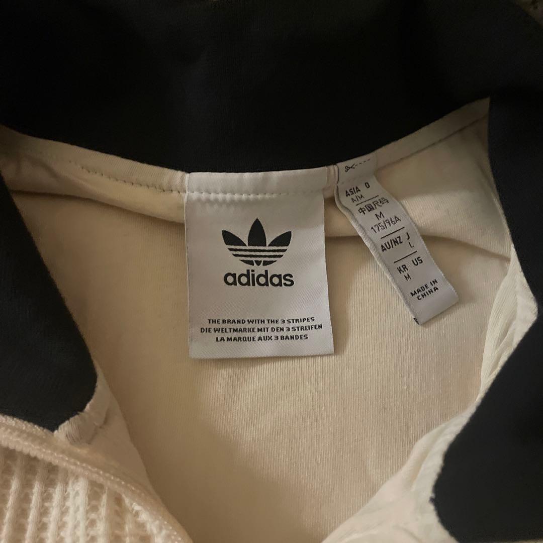 adidasアイボリー ジップアップジャージM