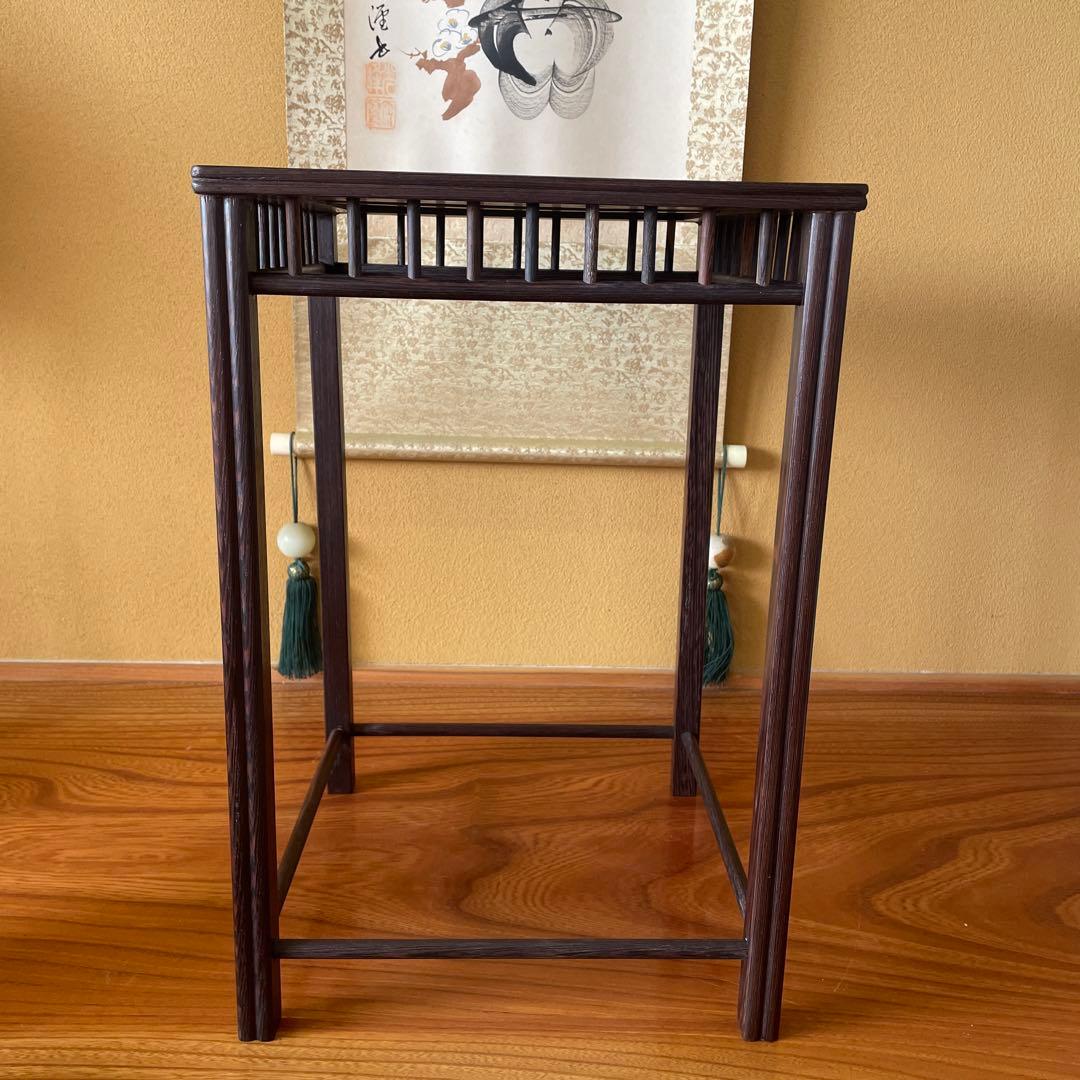 唐木懸崖1.1尺 盆栽台 黒檀 ビンテージ品 昭和レトロ 高卓(こうしょく)