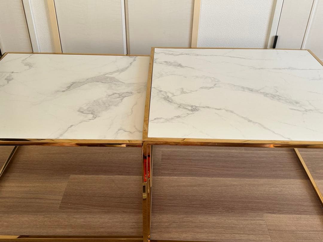 Francfranc レーヌ ネストテーブル L マーブル×ゴールド