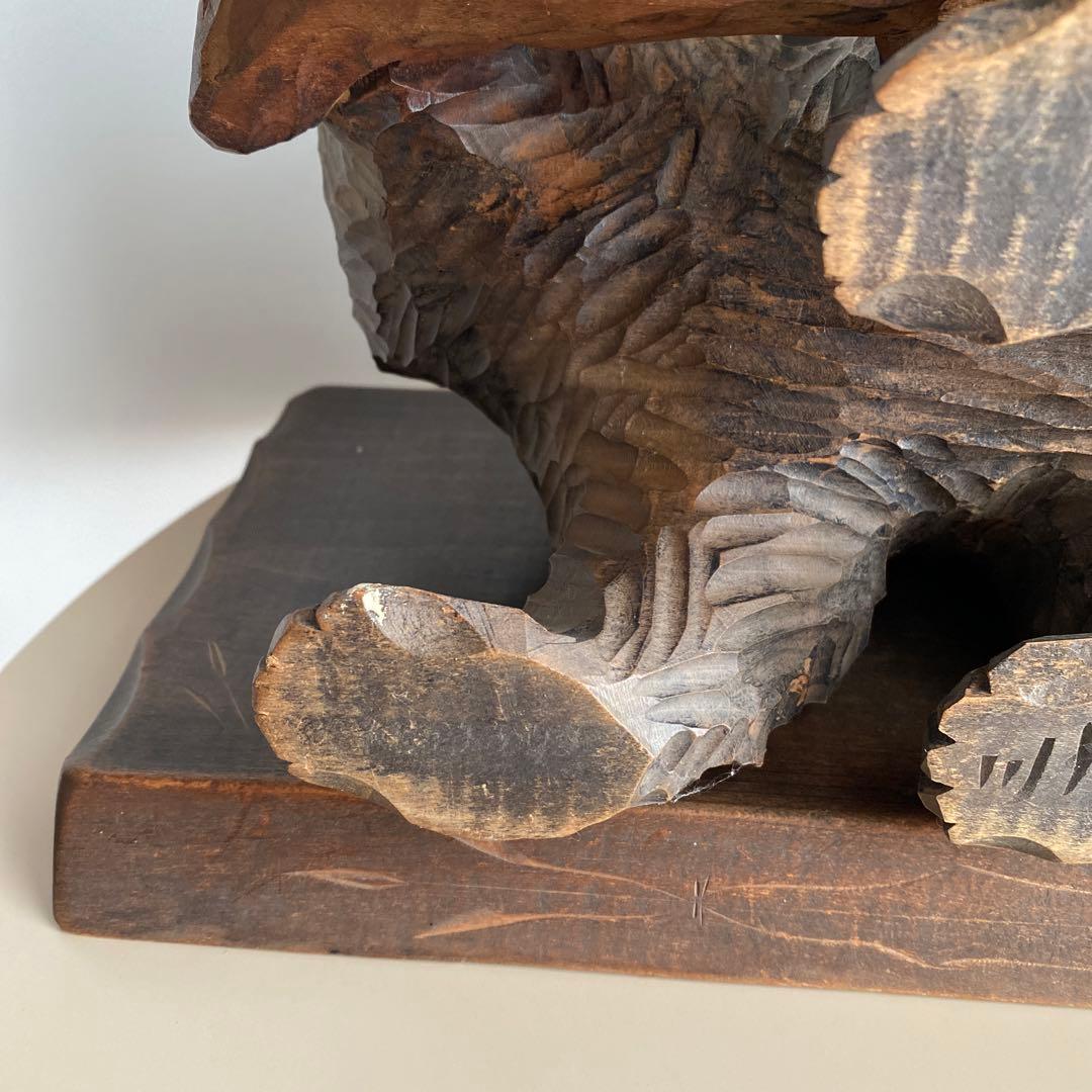 木彫り熊 鮭 置物 北海道 昭和 レトロ アンティーク ビンテージ 希少 骨董