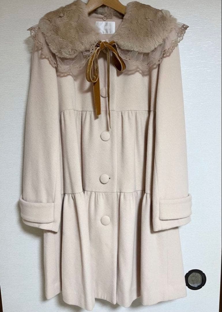 ピンクハウス PINKHOUSE コート ベージュ レース リボン