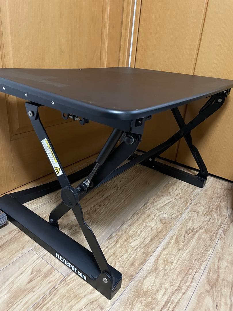 Flexispot ガス圧昇降式スタンディングデスク ブラック サイドテーブル付