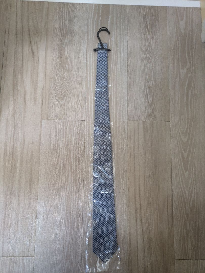 HERMES ネイビー　ホワイト　 格子柄 ネクタイ