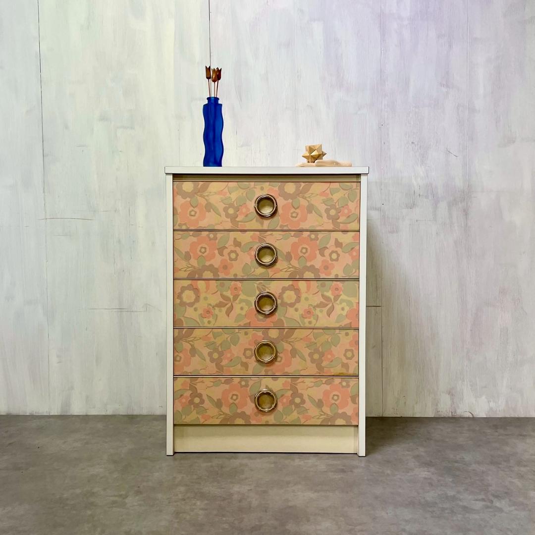 昭和レトロ 70's ピンク チェスト タンス 5段 引き出し収納 ヴィンテージ