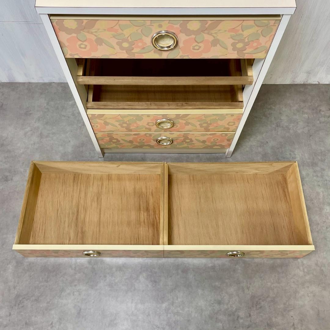 昭和レトロ 70's ピンク チェスト タンス 5段 引き出し収納 ヴィンテージ