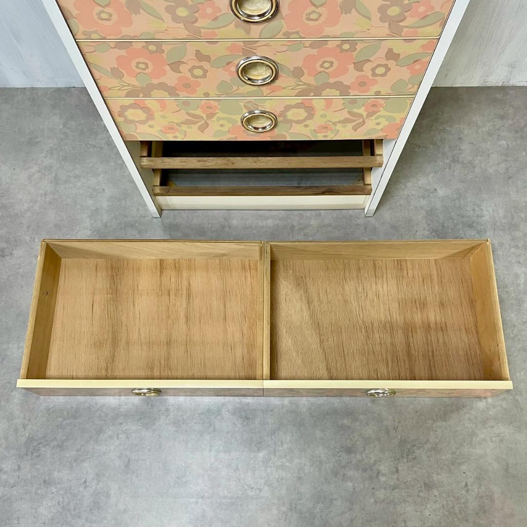 昭和レトロ 70's ピンク チェスト タンス 5段 引き出し収納 ヴィンテージ