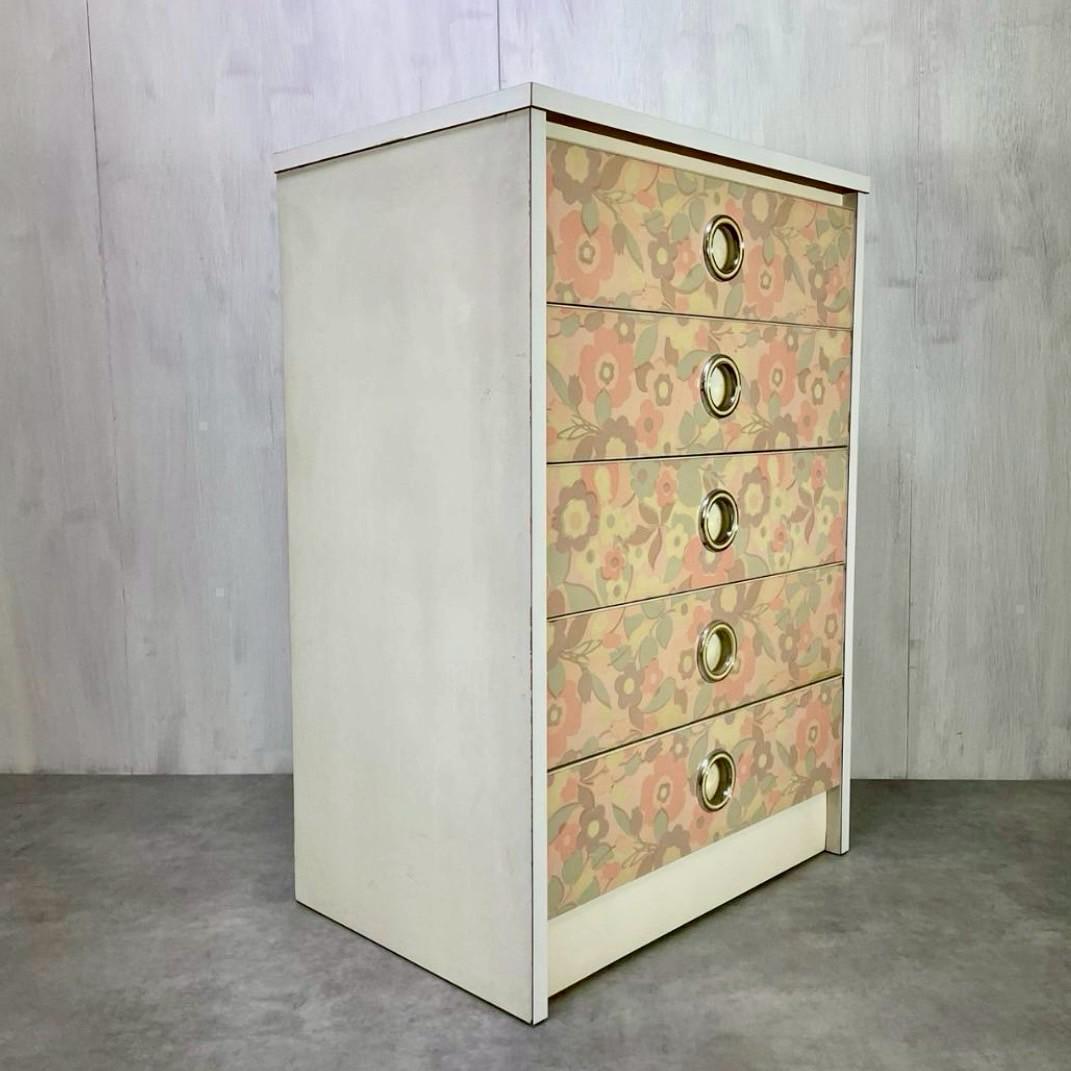 昭和レトロ 70's ピンク チェスト タンス 5段 引き出し収納 ヴィンテージ