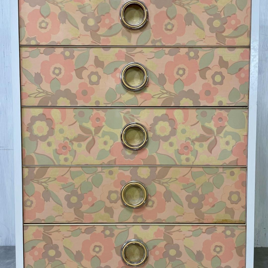 昭和レトロ 70's ピンク チェスト タンス 5段 引き出し収納 ヴィンテージ