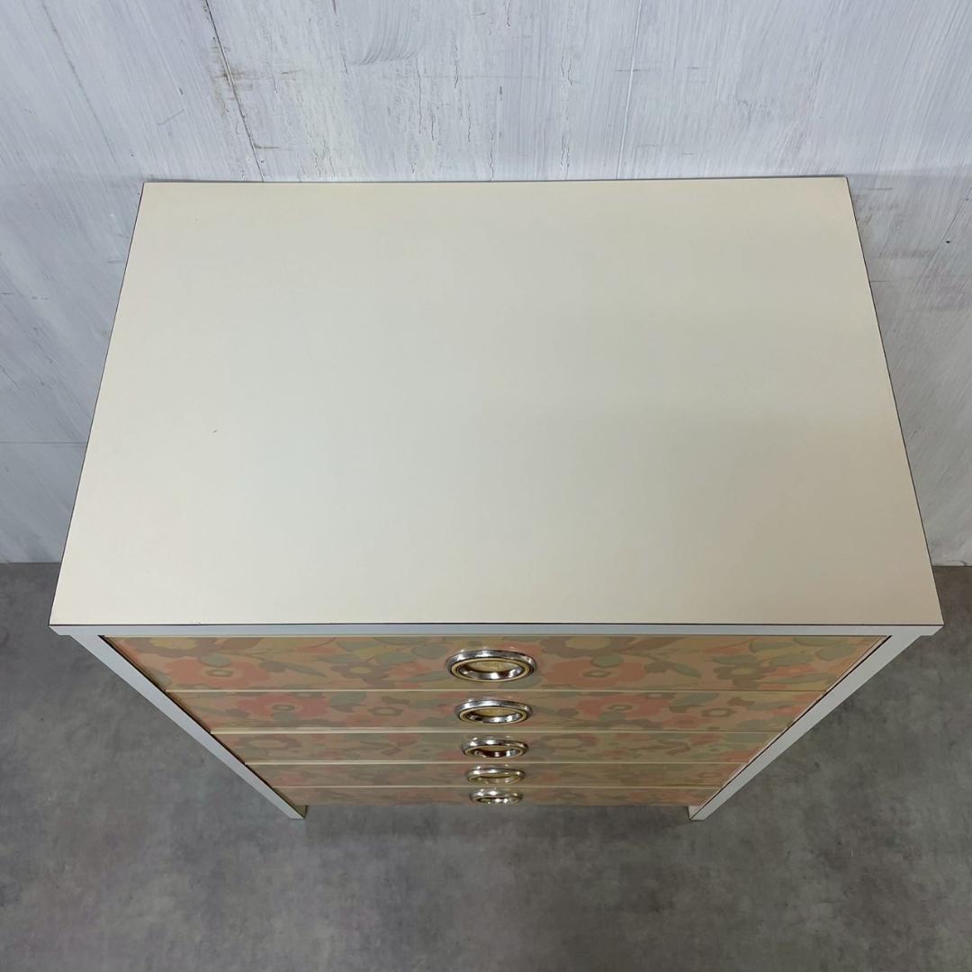 昭和レトロ 70's ピンク チェスト タンス 5段 引き出し収納 ヴィンテージ