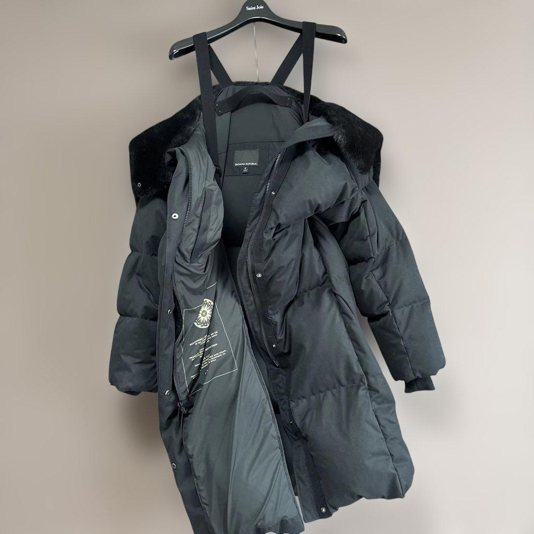 BANANA REPUBLIC ファー付きロングダウンコート　ブラック