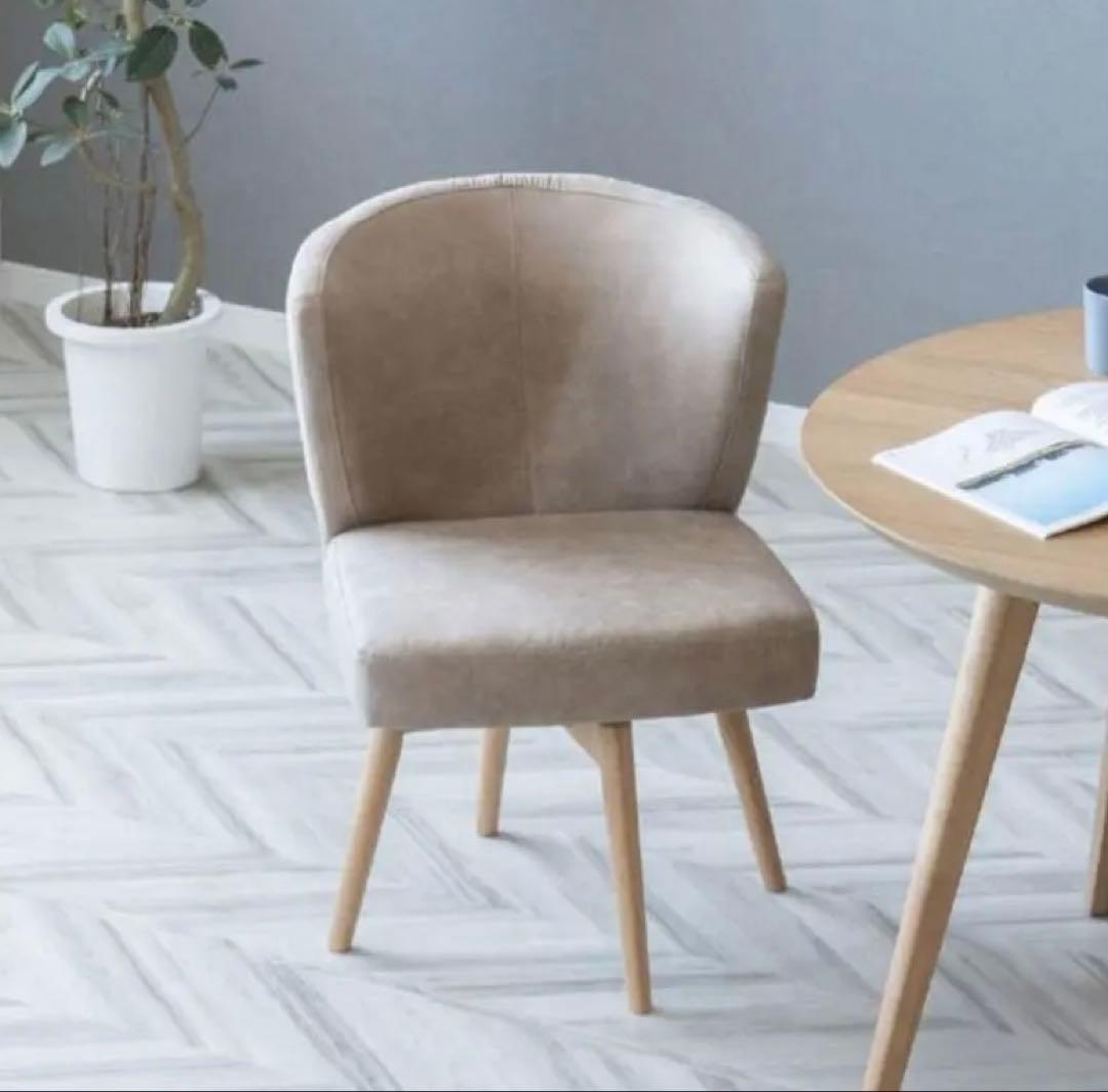 360°回転式ダイニングチェア1脚　レザー調ファブリックWH/VBE