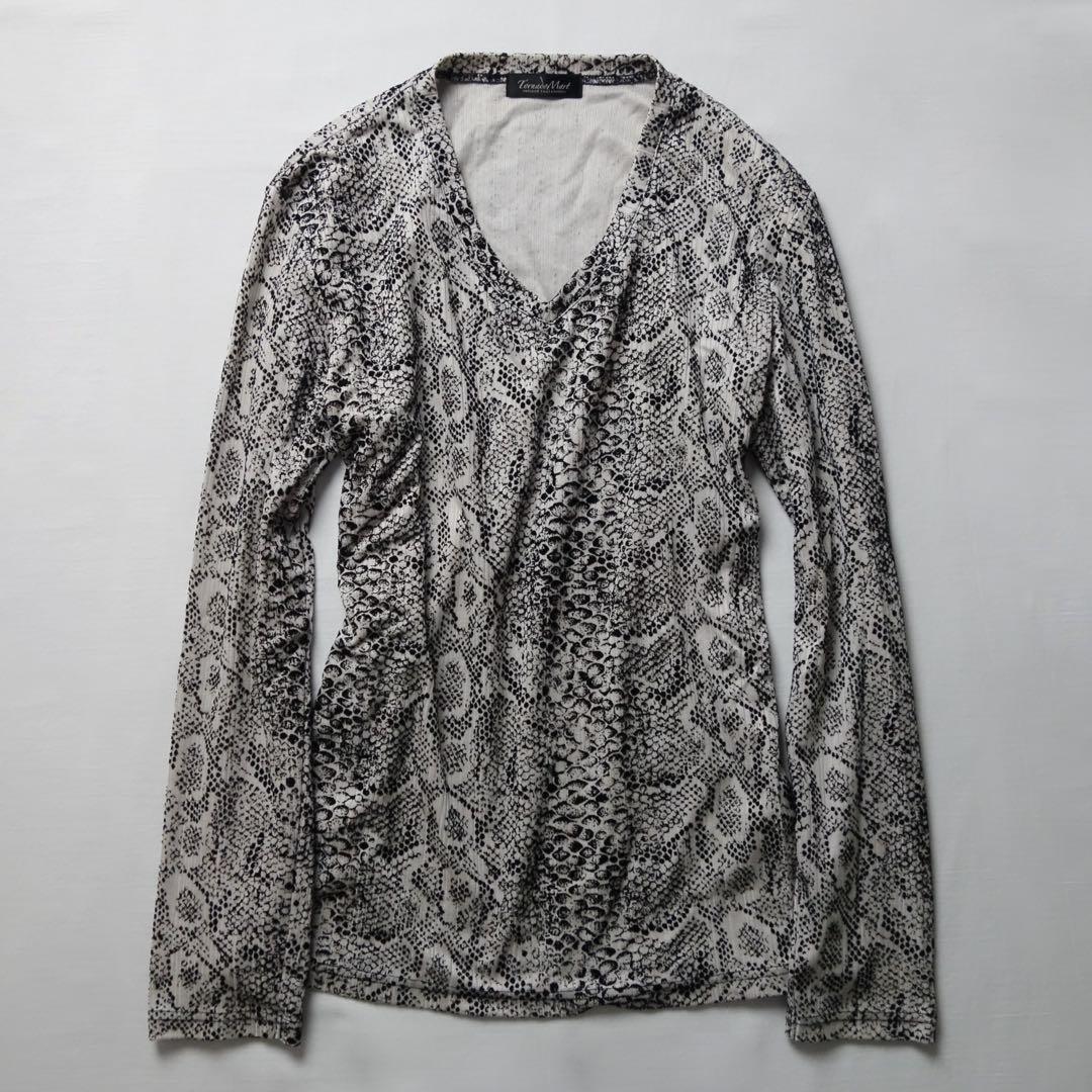 トップス Tornado Mart Python V-neck Long Sleeve T