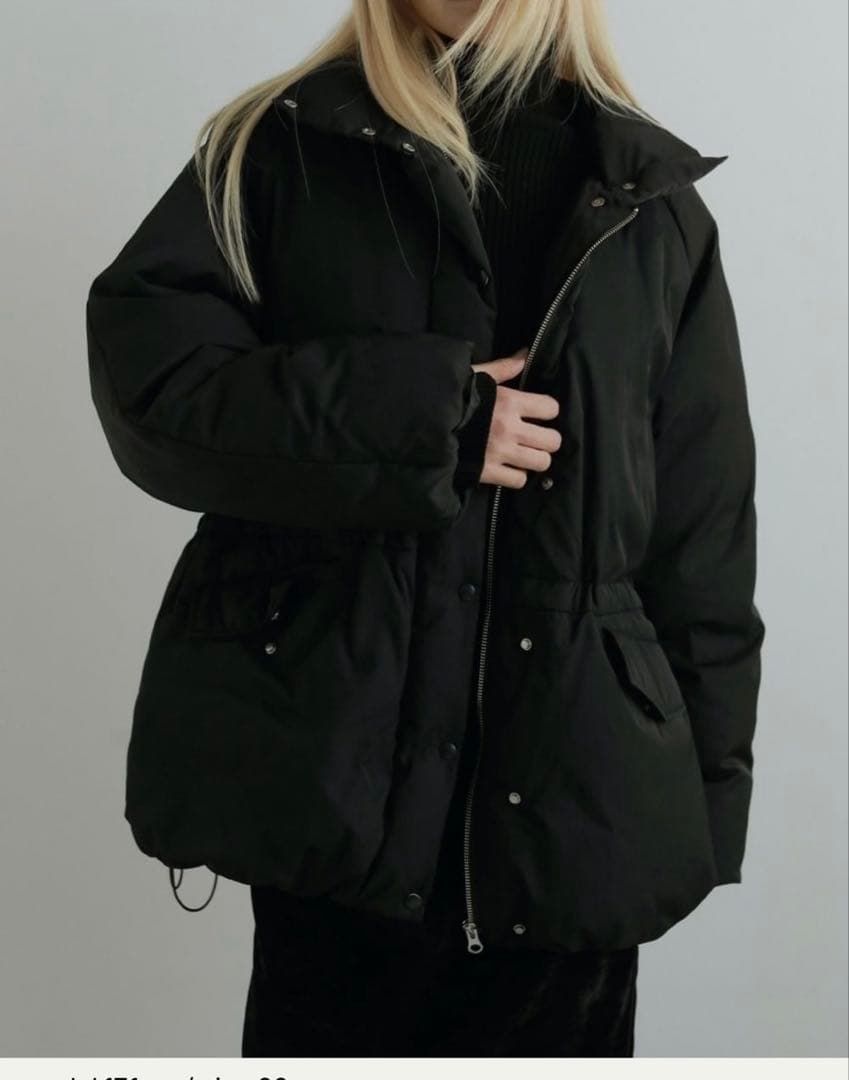 新品未使用タグ付きanukeアンヌークスタンドカラーダウンコート38ブラック