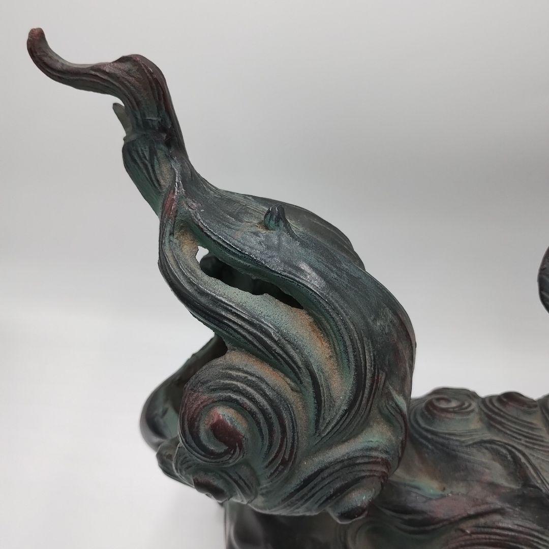 w 鉄製 玉獅子 オブジェ 置物 縁起物 魔除け 開運 玉乗り獅子