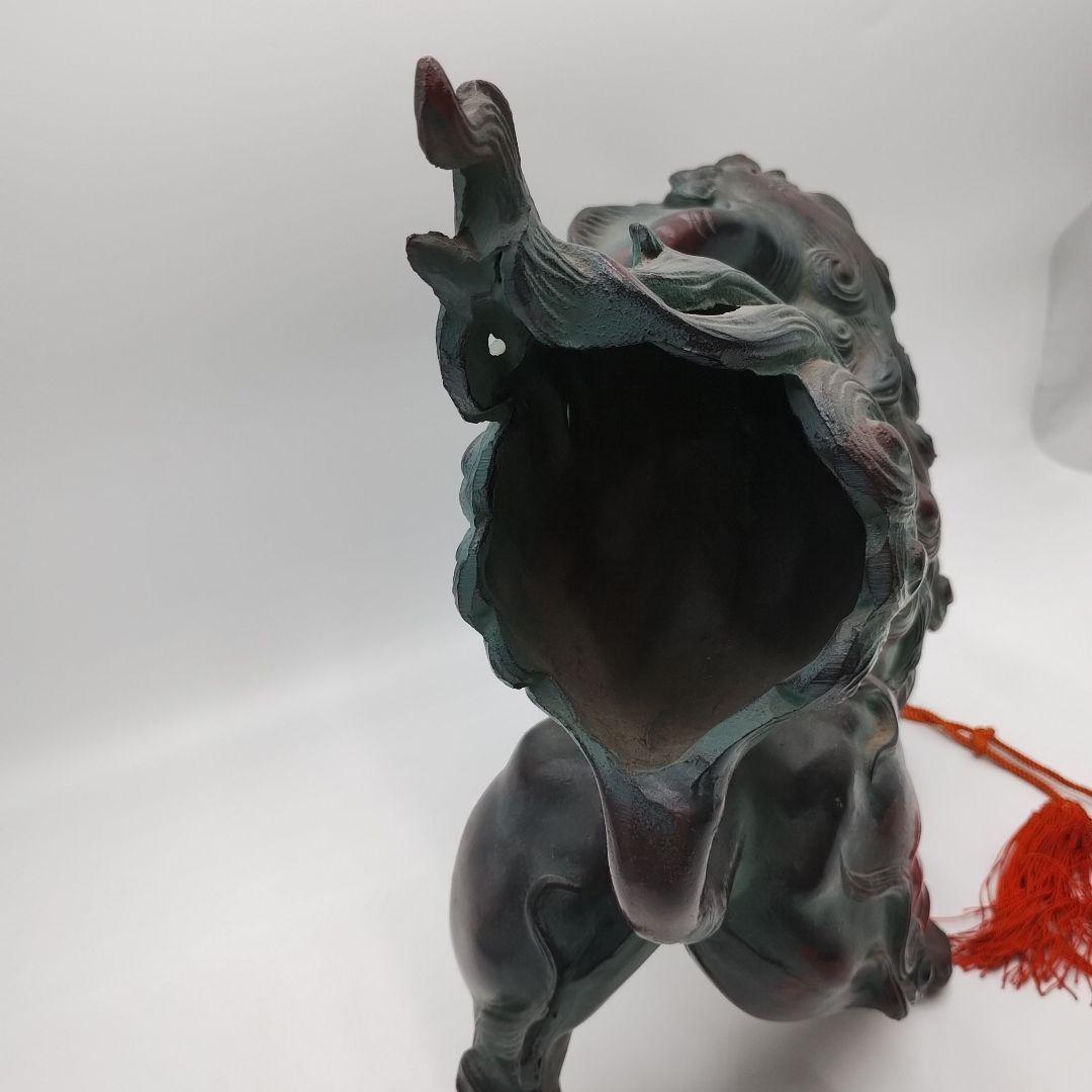 w 鉄製 玉獅子 オブジェ 置物 縁起物 魔除け 開運 玉乗り獅子
