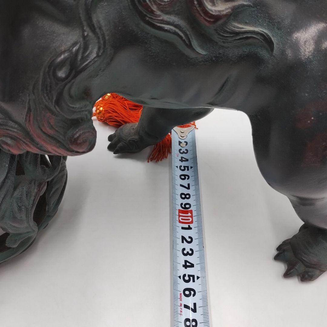 w 鉄製 玉獅子 オブジェ 置物 縁起物 魔除け 開運 玉乗り獅子