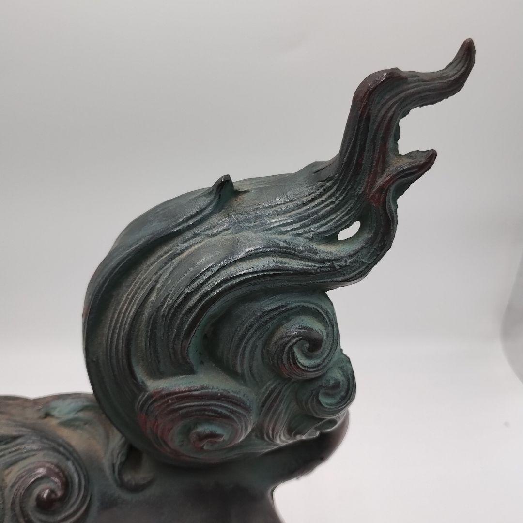 w 鉄製 玉獅子 オブジェ 置物 縁起物 魔除け 開運 玉乗り獅子