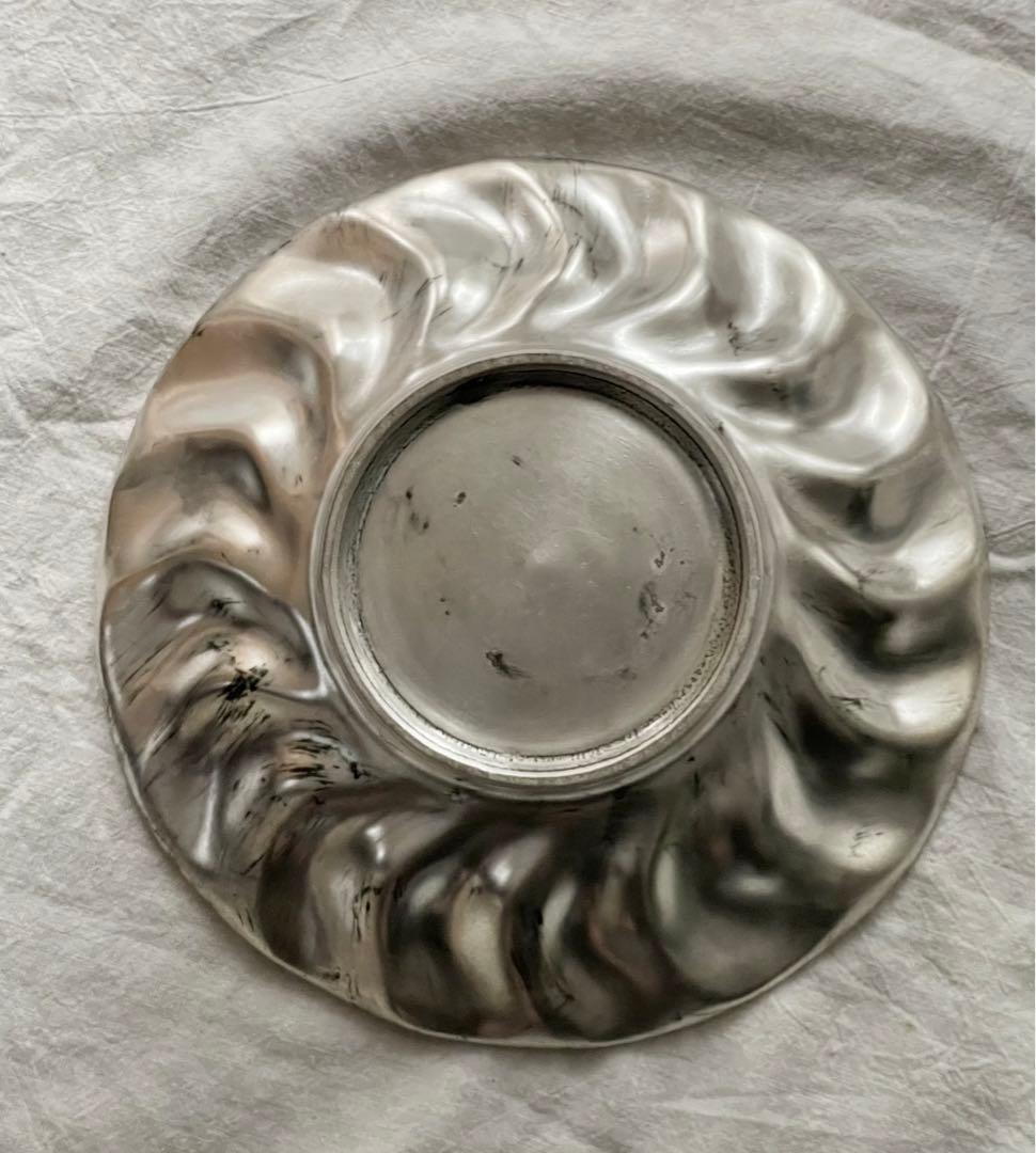 未使用変色なし：伊藤聡信さん 銀彩 ねじり皿 18cm 6寸 大きなサイズ