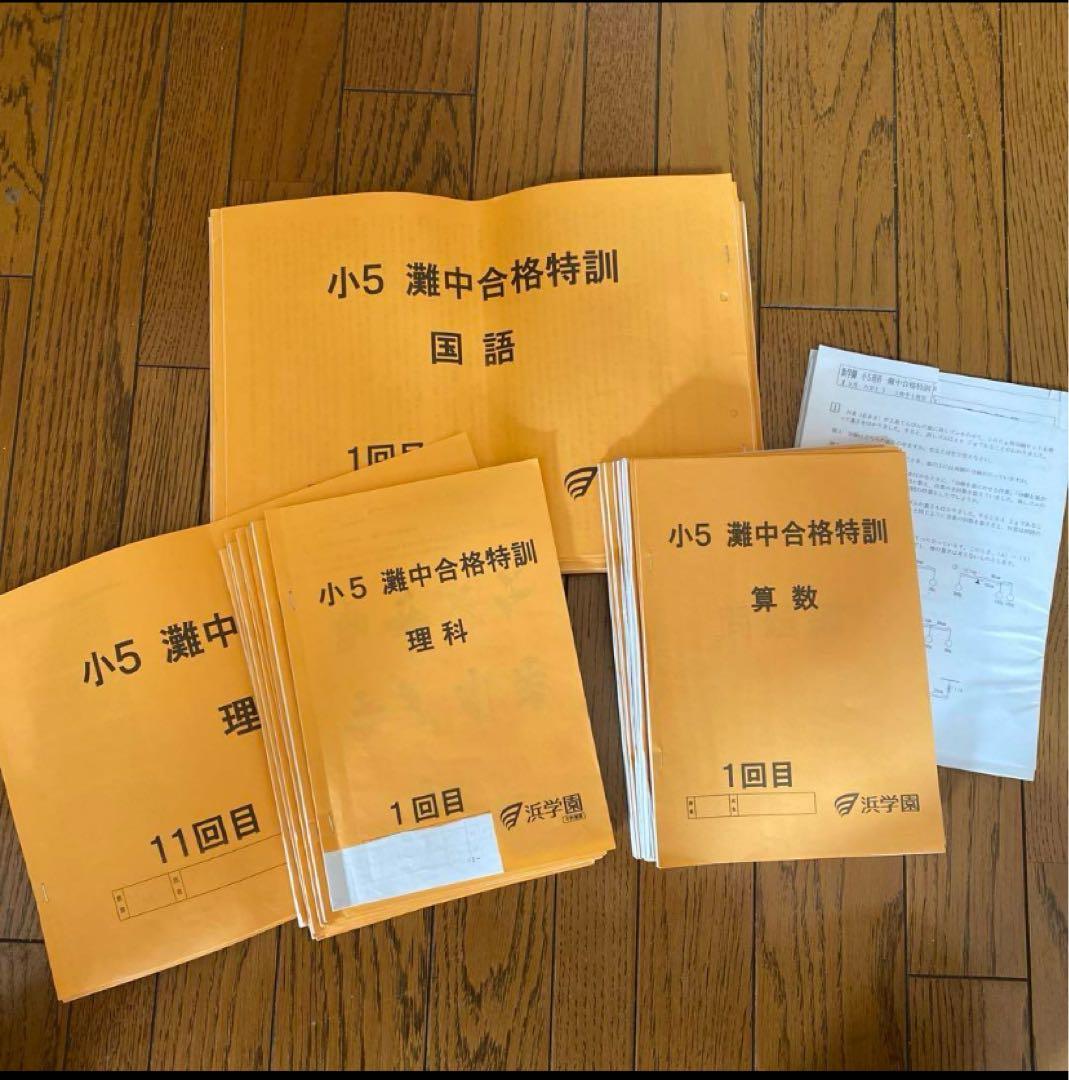 浜学園の灘合格特訓　小5の算数・国語・理科の各12回（合計36回)セット