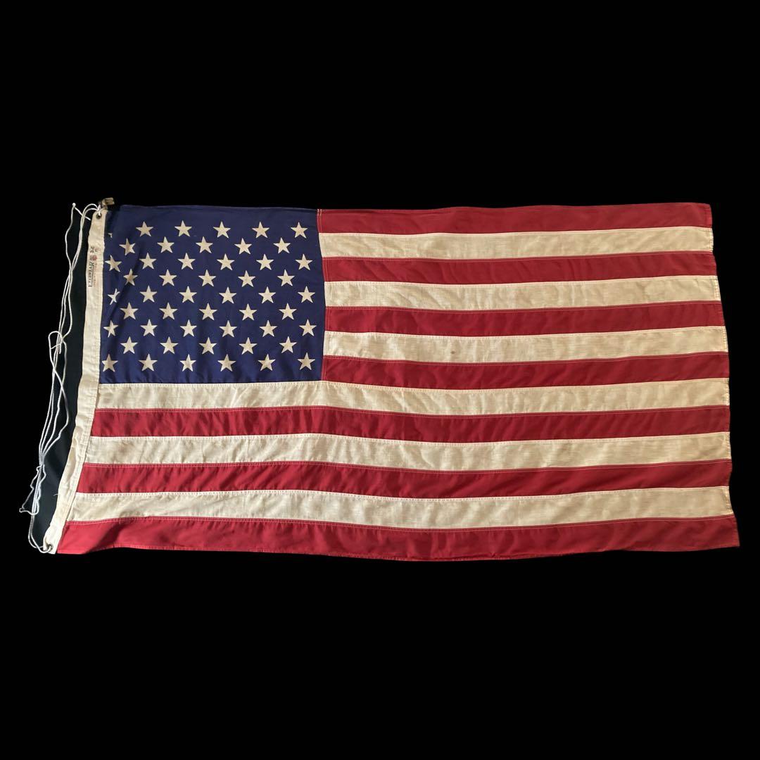 【大きめ】70s 星条旗 アメリカンフラッグバナー コットン製 ヴィンテージ