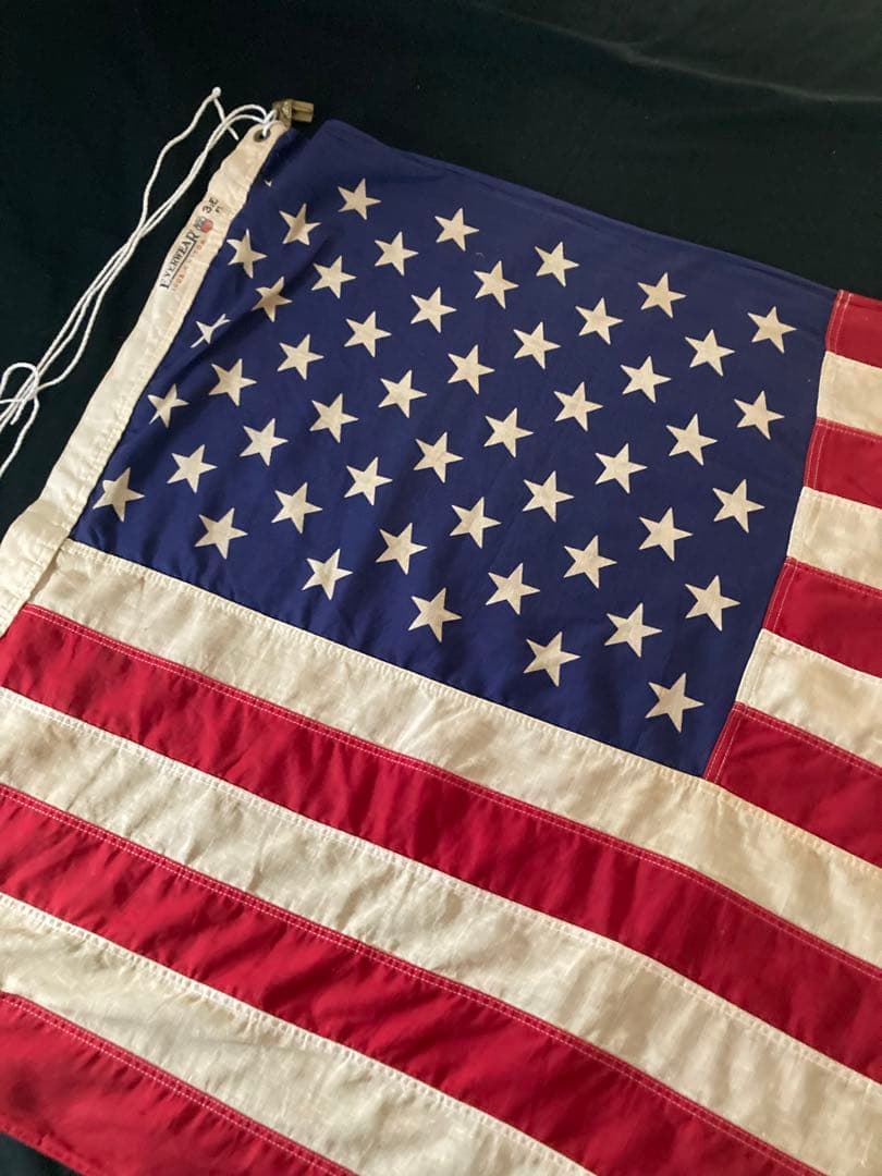 【大きめ】70s 星条旗 アメリカンフラッグバナー コットン製 ヴィンテージ