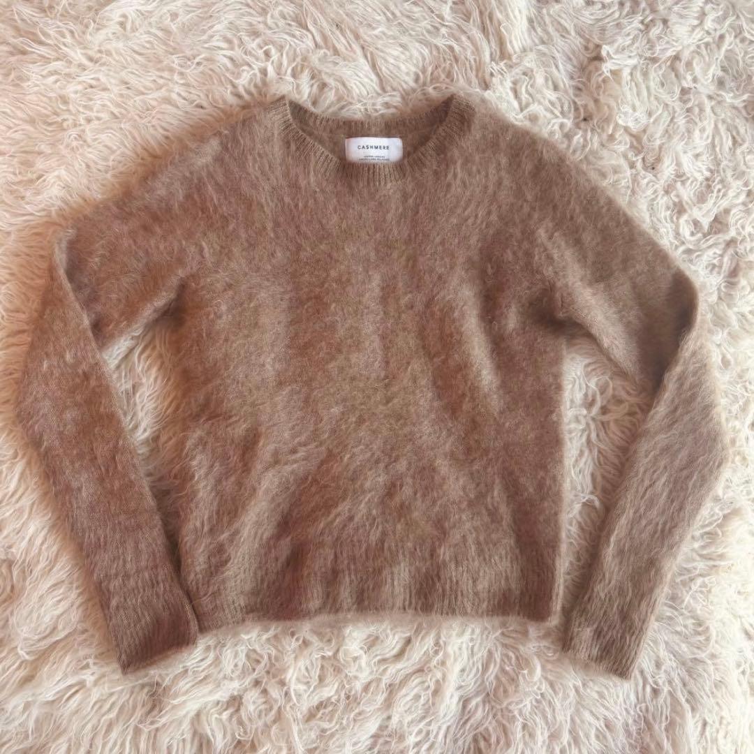 美品　カシミヤ100% ヘアリーニット　キャメル