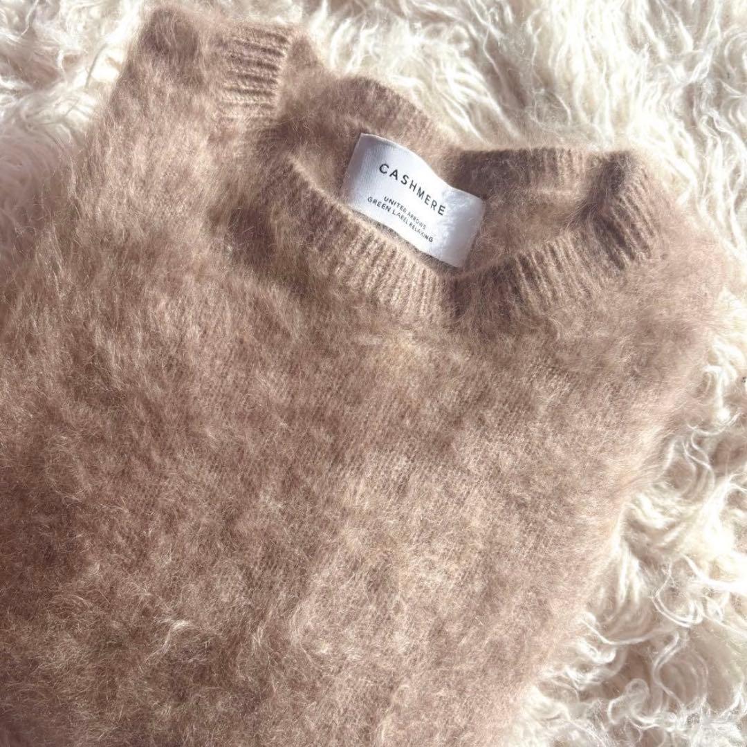 美品　カシミヤ100% ヘアリーニット　キャメル