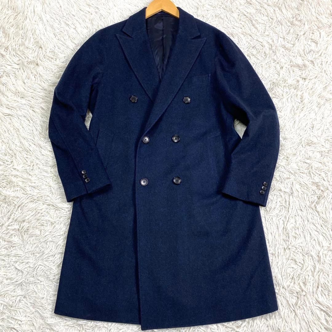 未使用級✨近年 エディフィス ヘリンボーン カシミヤ ダブルチェスターコートL