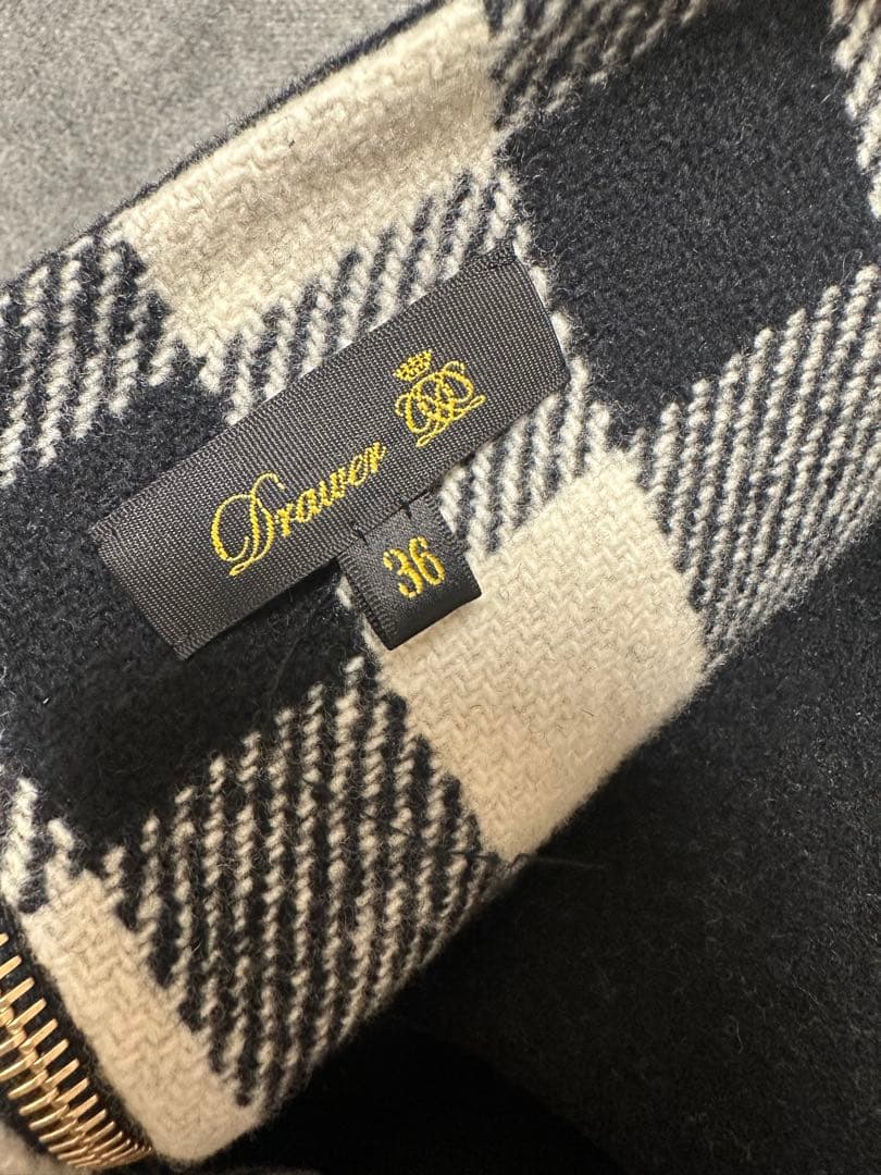 Drawerウール ブロック バッファロー チェック ケヌキ ロング スカート